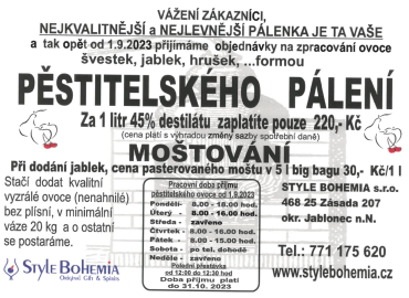 Nabídka pálení lihovin