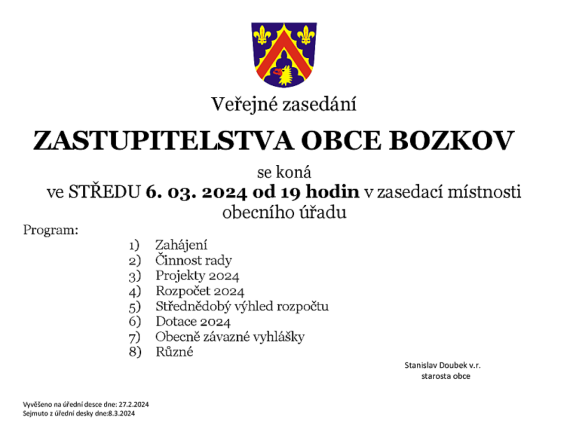 Zasedání zastupitelstva obce